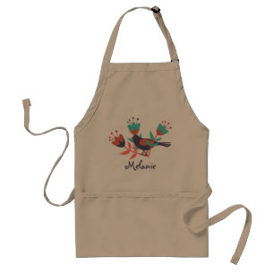 Vogel- en Floral Folk-kunst op maat Standaard Schort