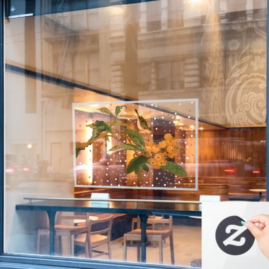 Vogel- en fruitraamkoeling raamsticker (Cafe Raam)