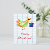Vogel en geschenk, briefkaart (Staand voorkant)