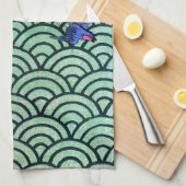 Vogel- en golfpatroon, Japans ontwerp Theedoek (Quarter Fold)