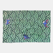 Vogel- en golfpatroon, Japans ontwerp Theedoek (Horizontaal)