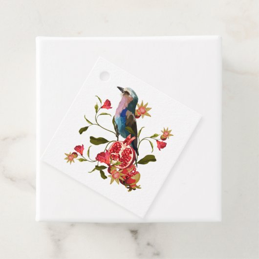 Vogel en granaatappel fruit illustratie. bedankjes labels (In situ)