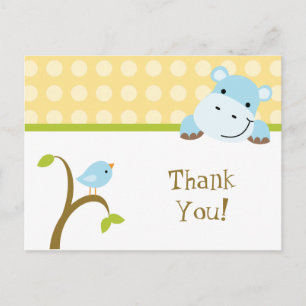 Vogel- en hippo-polkadots dank je briefkaart