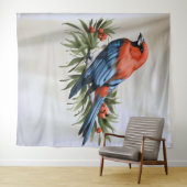 Vogel en Holly Kerstmis Wall Art Wandkleed (In Situ (horizontaal))