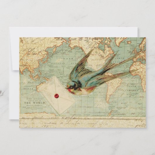  vogel en kaart blauwgroen bruiloft Sparen de datu (Achterkant)