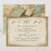  vogel en kaart blauwgroen bruiloft Sparen de datu (Voorkant / Achterkant)