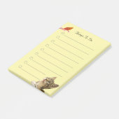 Vogel en kat op gele dingen om te doen post-it® notes (Schuin)