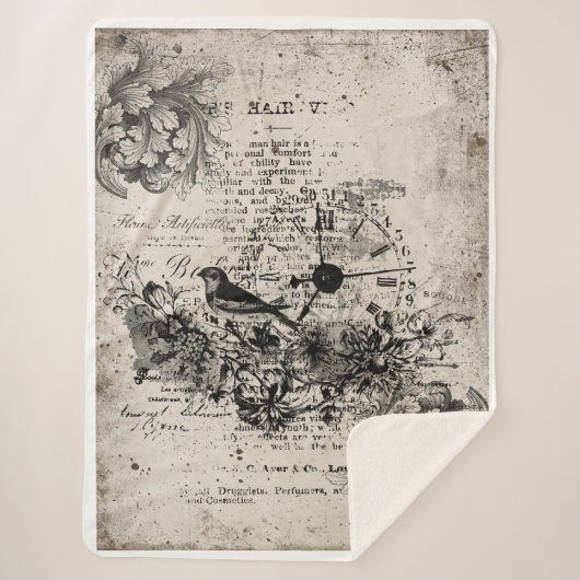  vogel en klok sherpa deken (Voorkant)