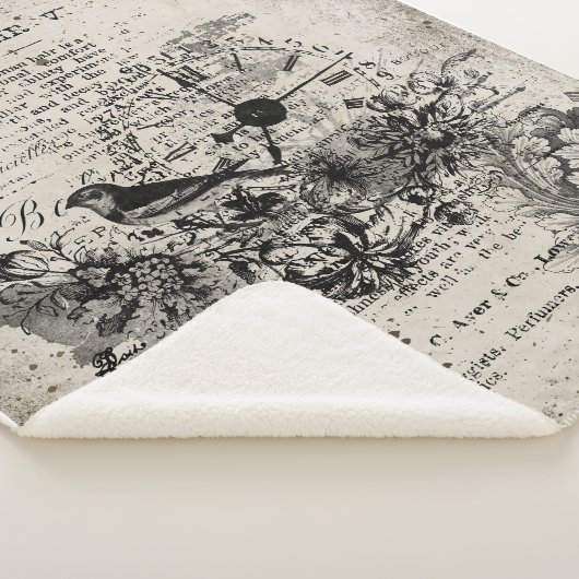 vogel en klok sherpa deken (3/4)