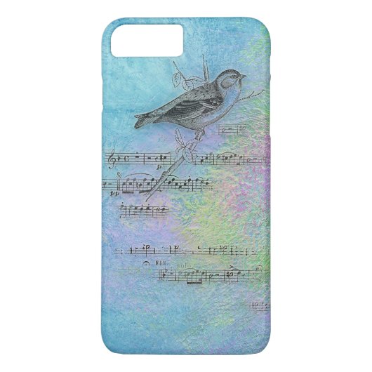 vogel - en muziekontwerp op waterverf Case-Mate iPhone case (Achterkant)