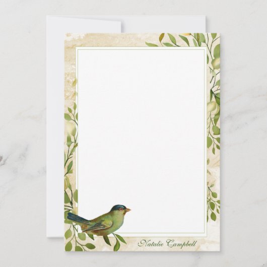 Vogel- en olierijgrens Aangepaste banketbakkerij Bedankkaart (Voorkant)