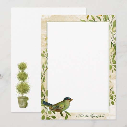 Vogel- en olierijgrens Aangepaste banketbakkerij Bedankkaart (Voorkant / Achterkant)