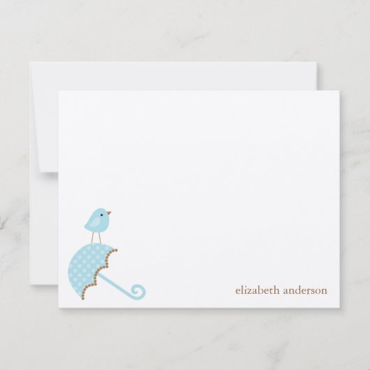 Vogel- en paraplu-Baby shower Flat Hartelijk dank Bedankkaart (Voorkant)