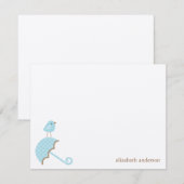 Vogel- en paraplu-Baby shower Flat Hartelijk dank Bedankkaart (Voorkant / Achterkant)