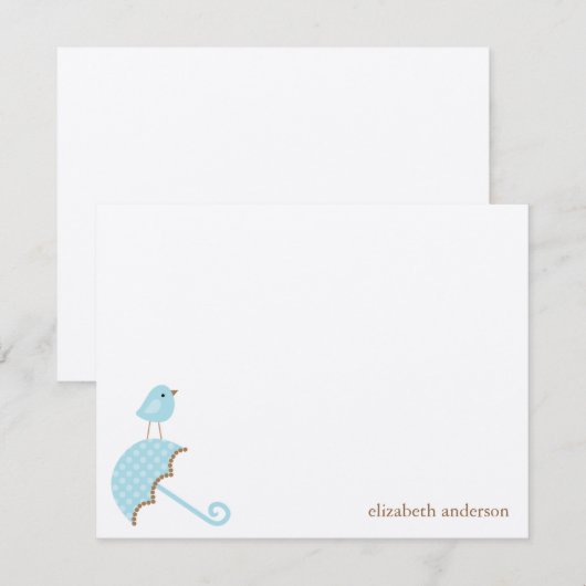 Vogel- en paraplu-Baby shower Flat Hartelijk dank Bedankkaart (Voorkant / Achterkant)