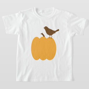 Vogel en pompoen silhouet t-shirt