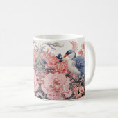 Vogel en Roze Pioenrozen Koffiemok (Voorkant rechts)