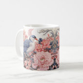Vogel en Roze Pioenrozen Koffiemok (Voorkant links)