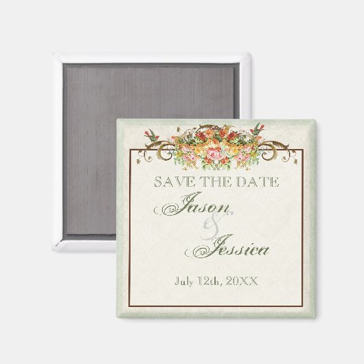  Vogel en Rozen - Save the Date Magnet (Voorkant / Achterkant)