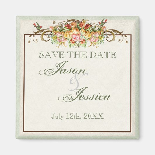  Vogel en Rozen - Save the Date Magnet (Voorkant)