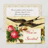 vogel- en Rozen Tea-partij Kaart (Voorkant / Achterkant)