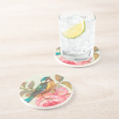 vogel en Rozen Zandsteen Onderzetter (Zijkant)