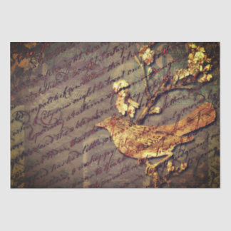 vogel en script een Shabby Chic-decoupage Tissuepapier