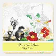 Vogel en Sinaasappel Nasturtiums Save the Date Sti