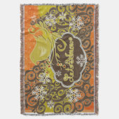 Vogel- en Snowflake Swirls Holiday Throw Deken (Voorkant Verticaal)