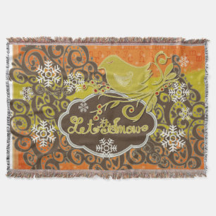 Vogel- en Snowflake Swirls Holiday Throw Deken