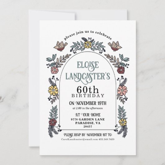 Vogel en Tuin Bloemboog Milestone Verjaardag Kaart (Voorkant)