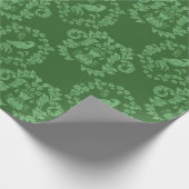 Vogel en vaas damast (jager groen) cadeaupapier (Hoek)