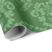 Vogel en vaas damast (jager groen) cadeaupapier (Rol Hoek)