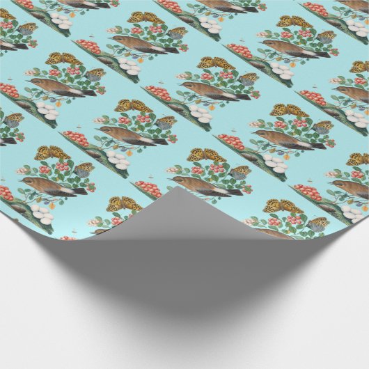  vogel en vlinder cadeaupapier (Hoek)