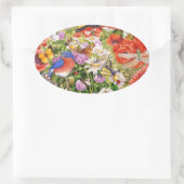 Vogel en Vlinders Ovale Sticker (Tas)