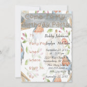 Vogel en vogelhuisje verjaardagsfeest uitnodiging (Voorkant)