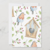 Vogel en vogelhuisje verjaardagsfeest uitnodiging (Achterkant)