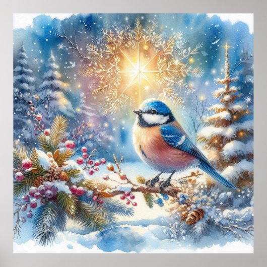 Vogel- en winterlandschap 10 poster (Voorkant)