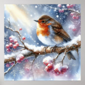 Vogel- en winterlandschap 18 poster (Voorkant)