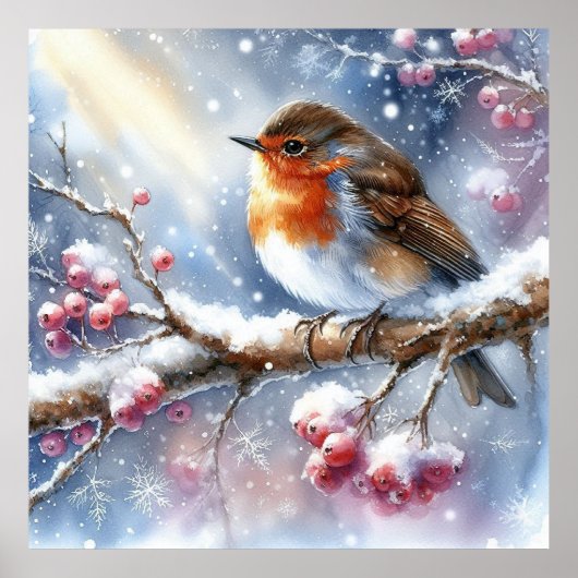 Vogel- en winterlandschap 18 poster (Voorkant)