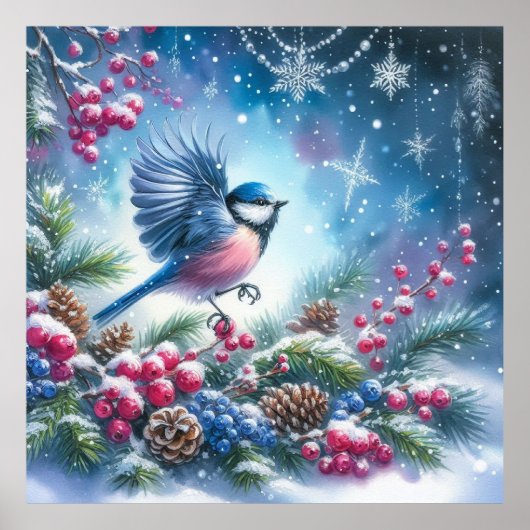 Vogel- en winterlandschap 22 poster (Voorkant)
