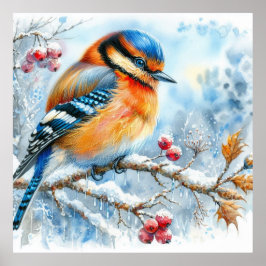Vogel- en winterlandschap 25 poster
