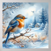 Vogel- en winterlandschap 27 poster (Voorkant)