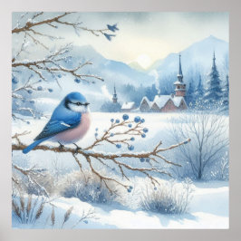 Vogel- en winterlandschap 28 poster