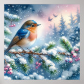 Vogel- en winterlandschap 9 poster (Voorkant)