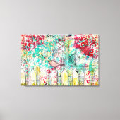 Vogel- en witpicketafdekking, gemengde media afsch canvas afdruk (Voorkant)