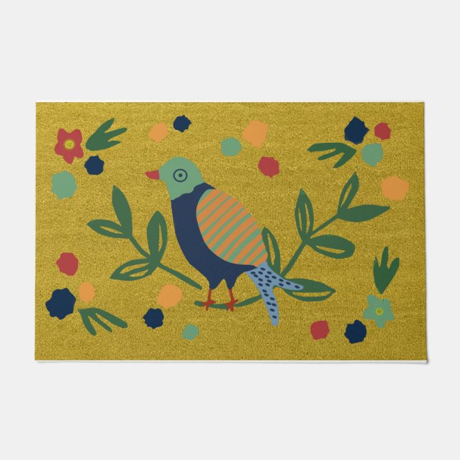 Vogel- en zomerbloemen | Bird Lover Gift Deurmat (Voorkant)