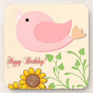 Vogel- en zonnebloemen Dag Bier Onderzetter