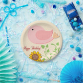 Vogel- en zonnebloemen Dag Papieren Bordje (Feest)