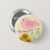 Vogel- en zonnebloemen Dag Ronde Button 5,7 Cm (Voorkant /achterkant)